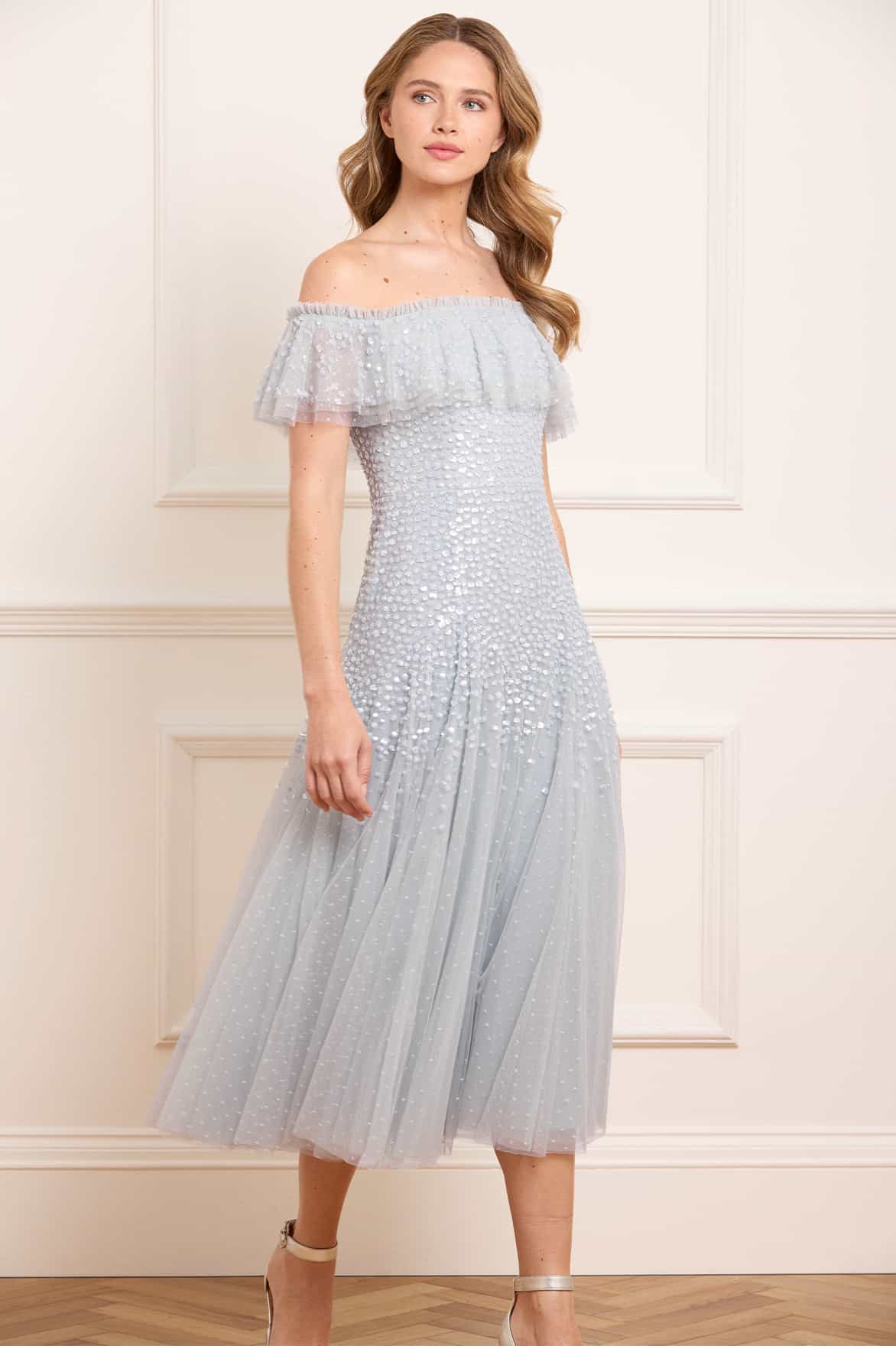 Dappled Sequin Off-Shoulder Ballerina Dress - Image 2