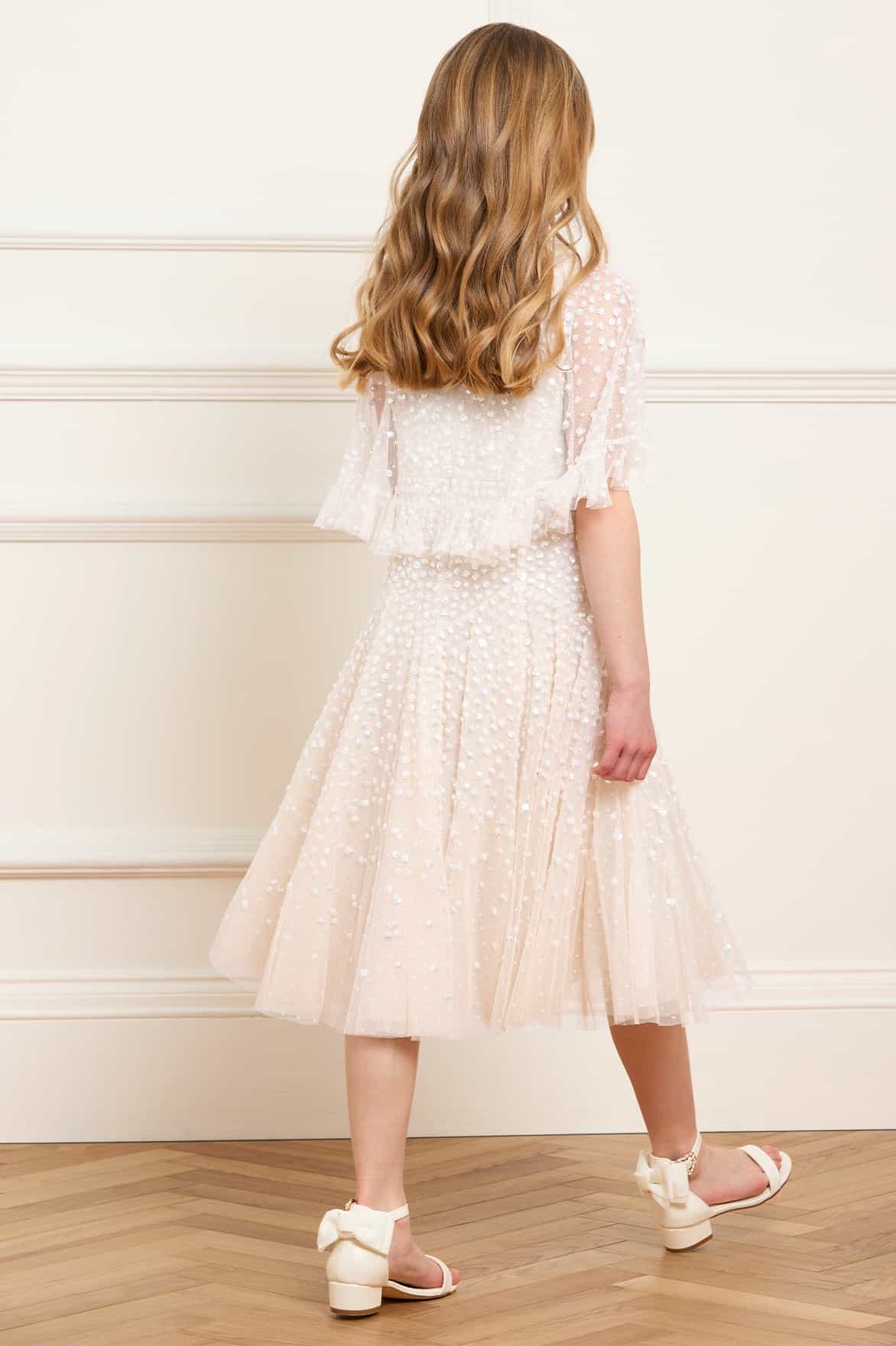 Dappled Sequin Short Cape Kids Dress - Image 3