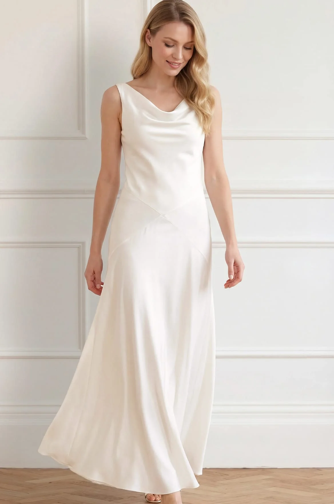 Evangeline Satin Cowl Neck Gown - Image 4