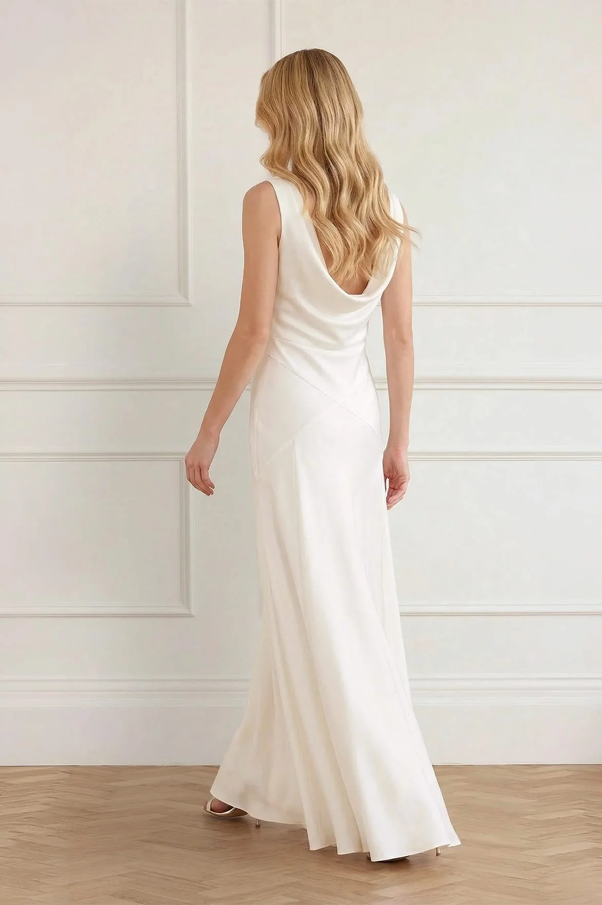Evangeline Satin Cowl Neck Gown - Image 6