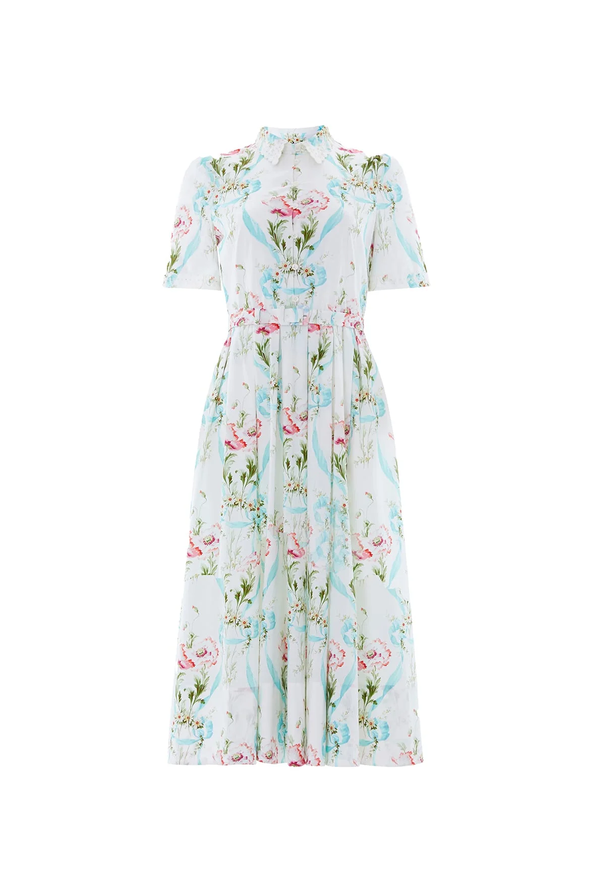 Floral Ribbon Cotton Short Sleeve Ballerina Dress - Image 2