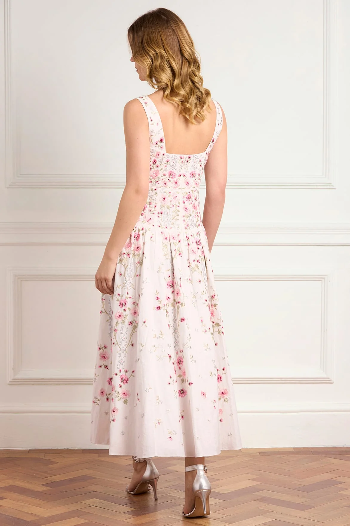 Garden Rose Linen Blend Sleeveless Ankle Gown - Image 6