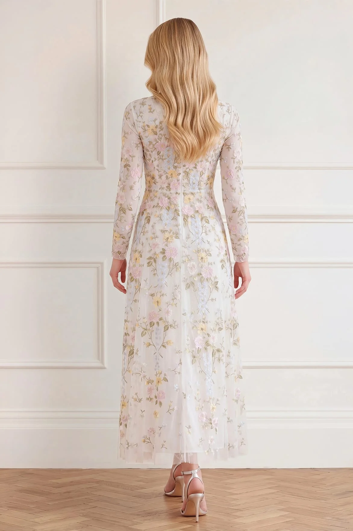 Garden Rose Long Sleeve Ankle Gown - Image 3
