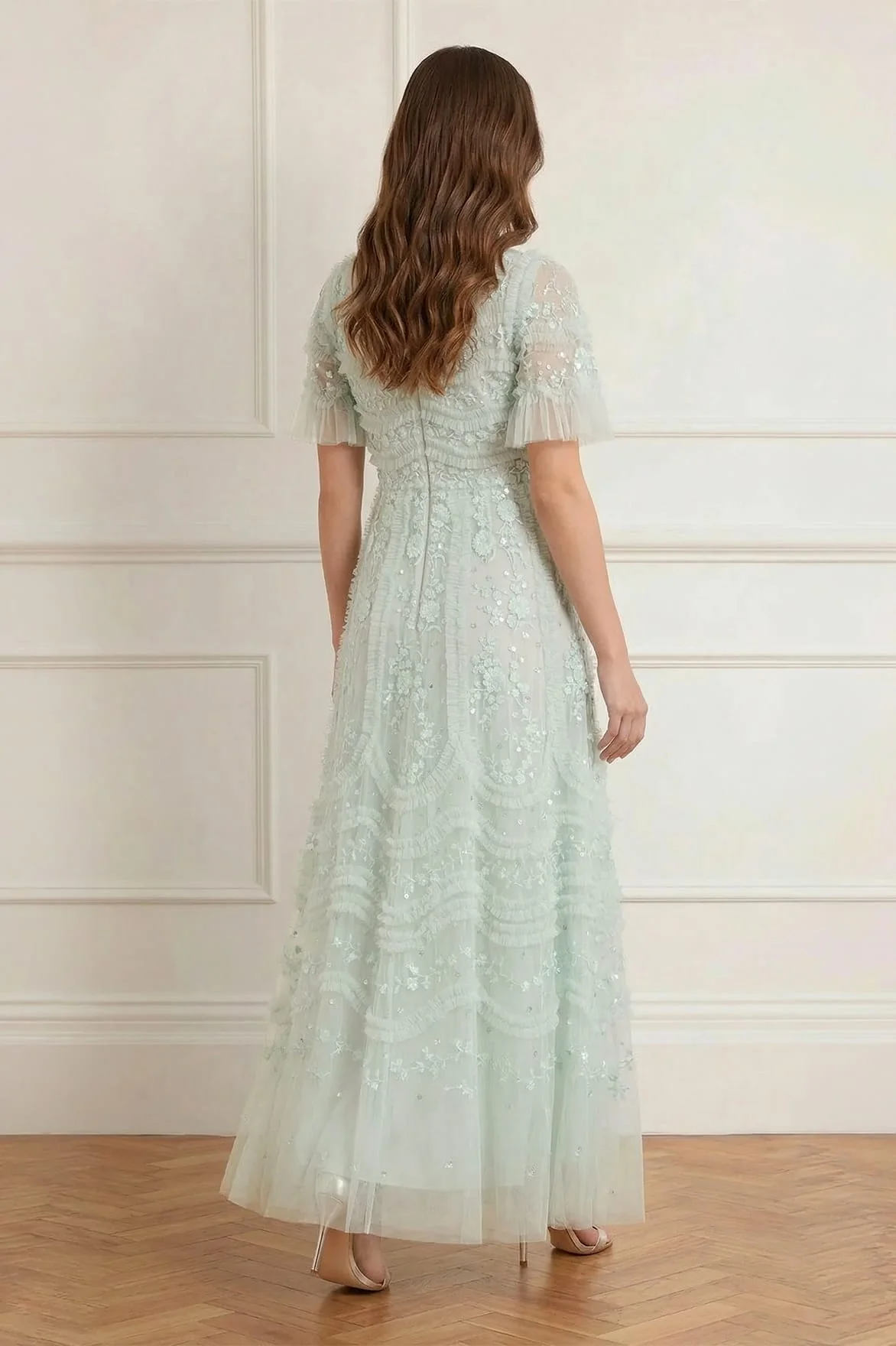 Gianna Ruffle Short Sleeve Ankle Gown - Image 5