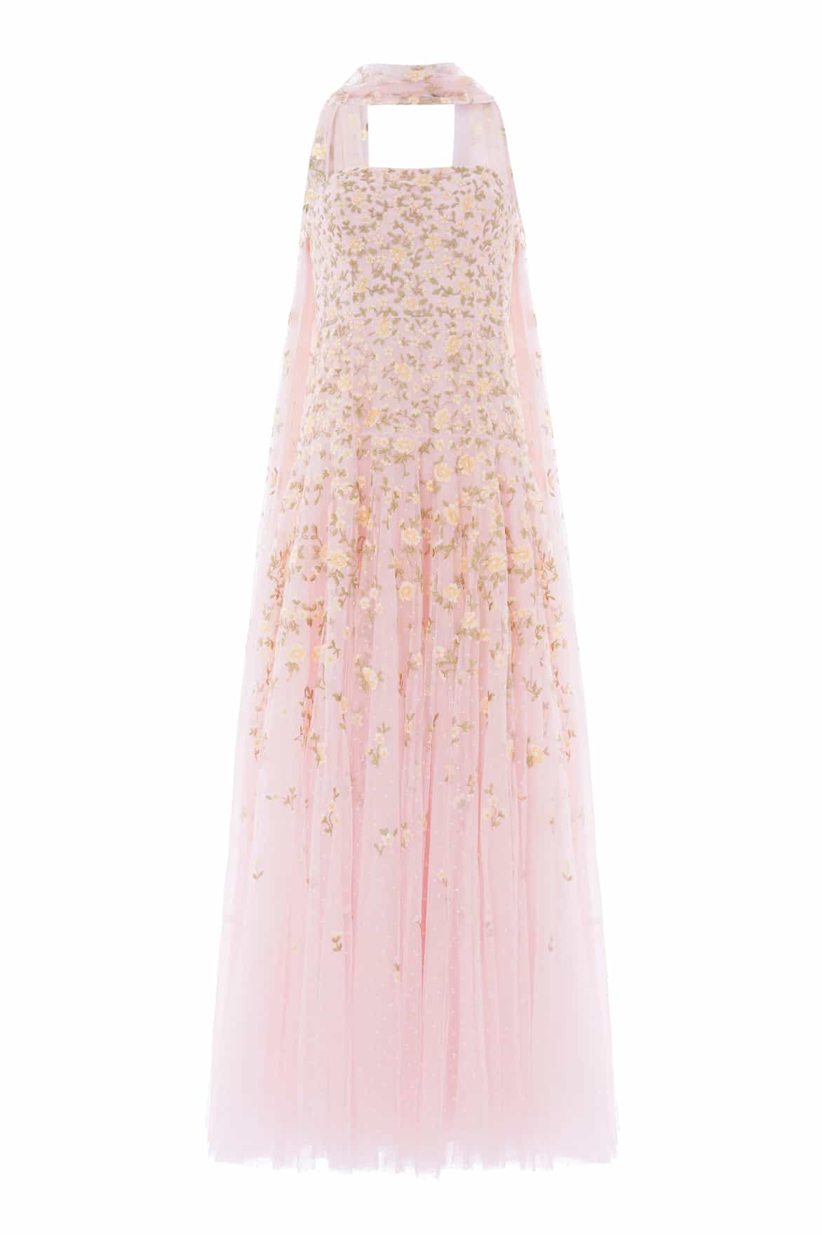 Lea Ditsy Strapless Cape Gown - Image 2