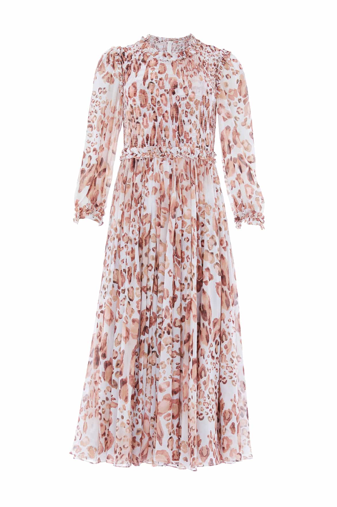 Leopard Chiffon Smocked Ballerina Dress - Image 2
