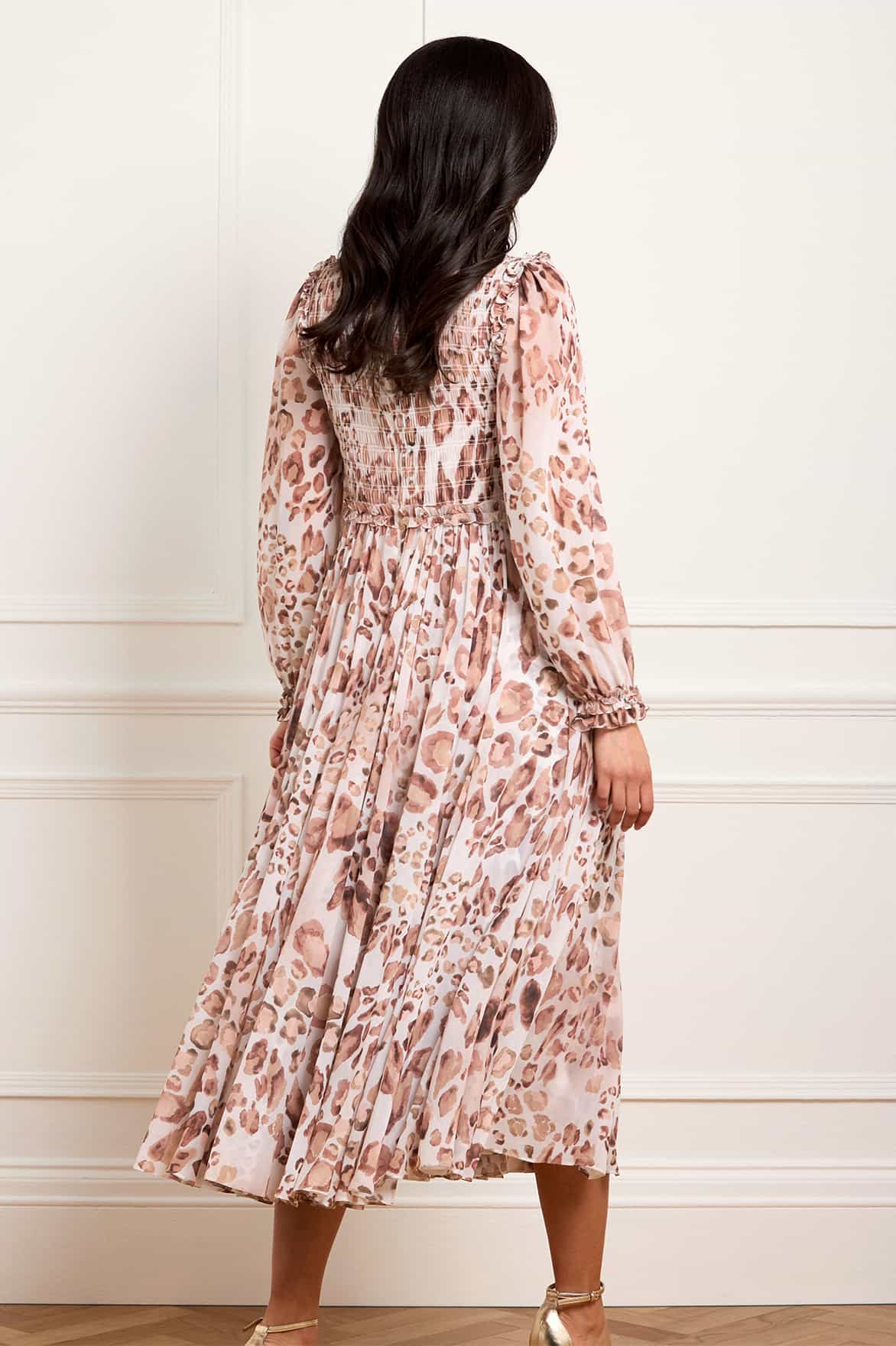 Leopard Chiffon Smocked Ballerina Dress - Image 6