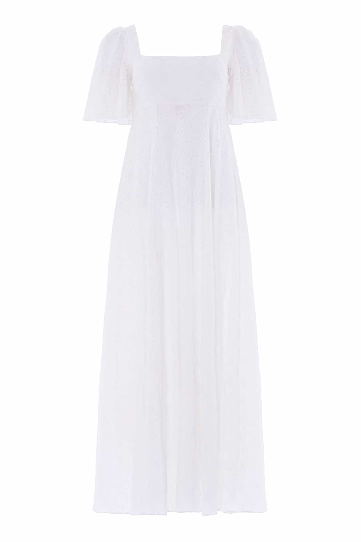 Marisol Cotton Broderie Short Sleeve Ankle Gown - Image 2