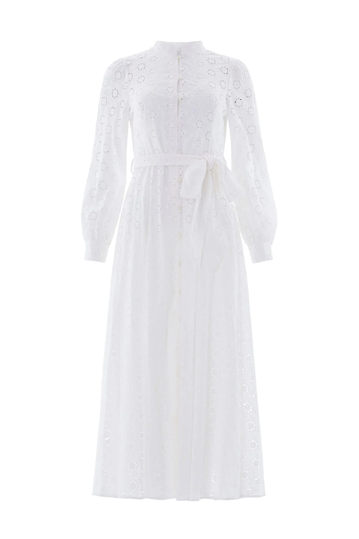 Romilly Cotton Broderie Long Sleeve Shirt Dress - Image 2