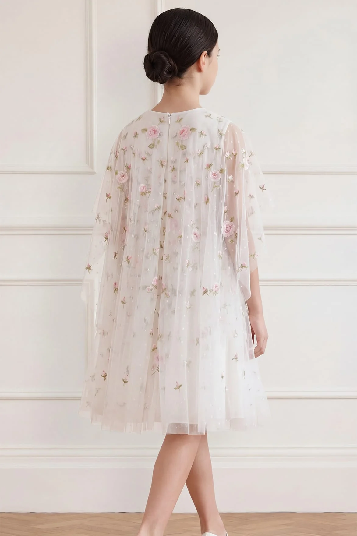 Rose Bloom Cape Kids Dress - Image 4