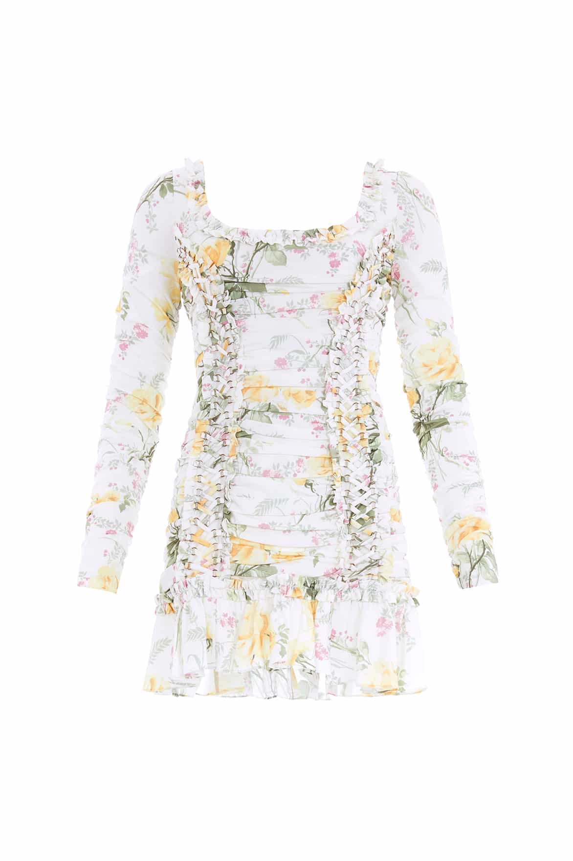 Rose Crepe Long Sleeve Micro Mini Dress - Image 2