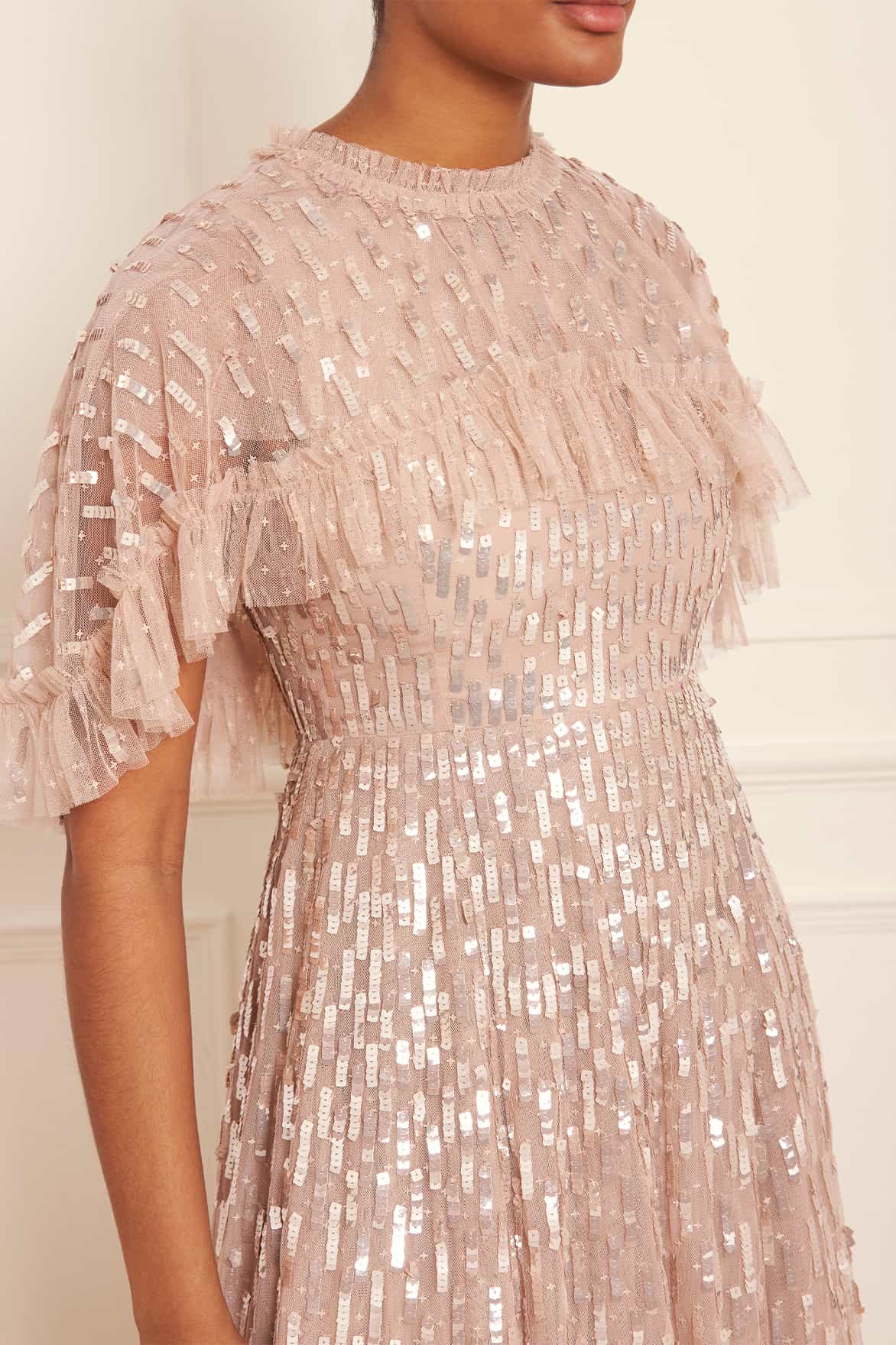 Sequin Dash Cape Ankle Gown - Image 4