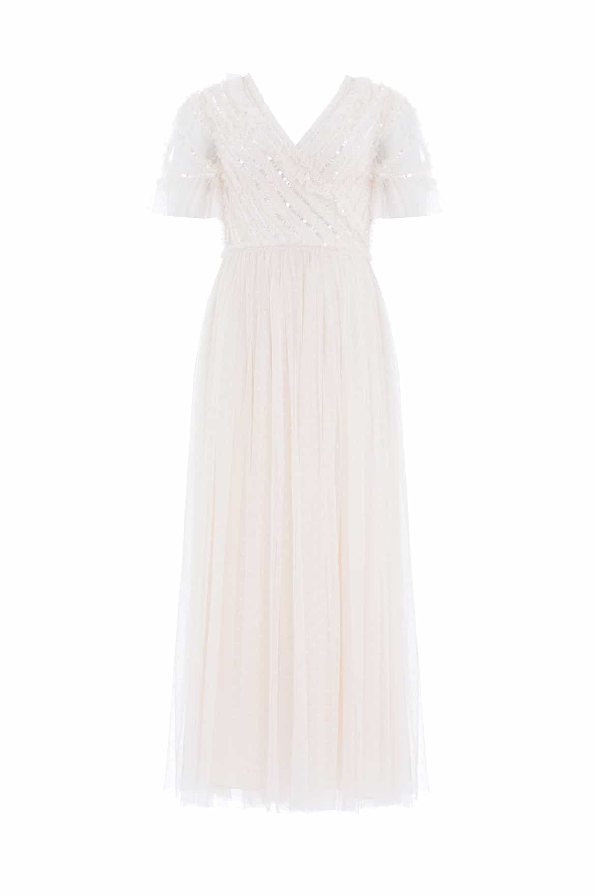 Spiral Sequin Bodice V-Neck Ankle Gown - Image 2