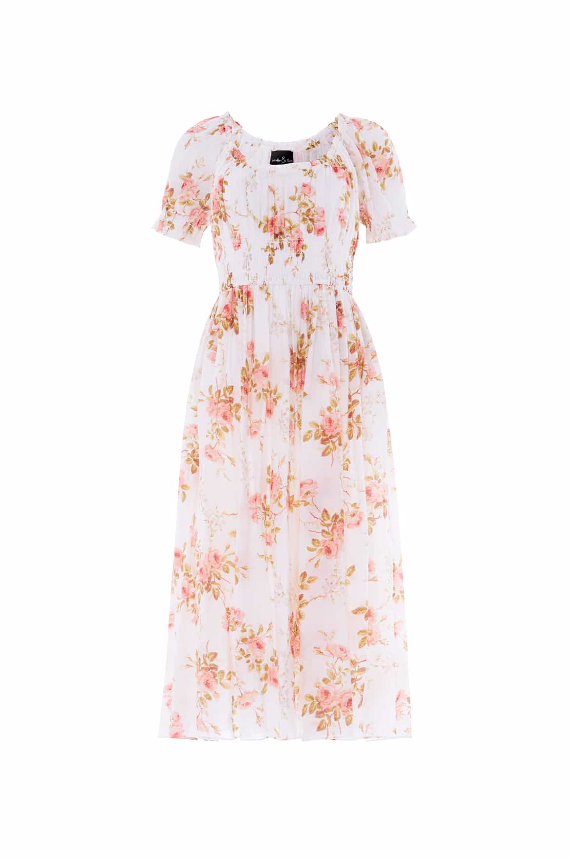 Summer's Rose Shirred Short Sleeve Ballerina Dress - Image 3