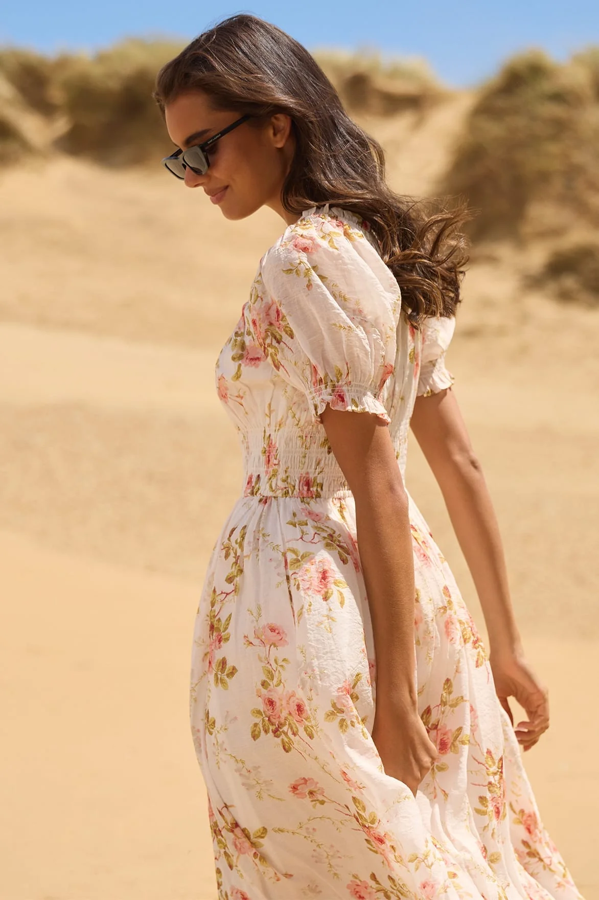 Summer's Rose Shirred Short Sleeve Ballerina Dress - Image 7