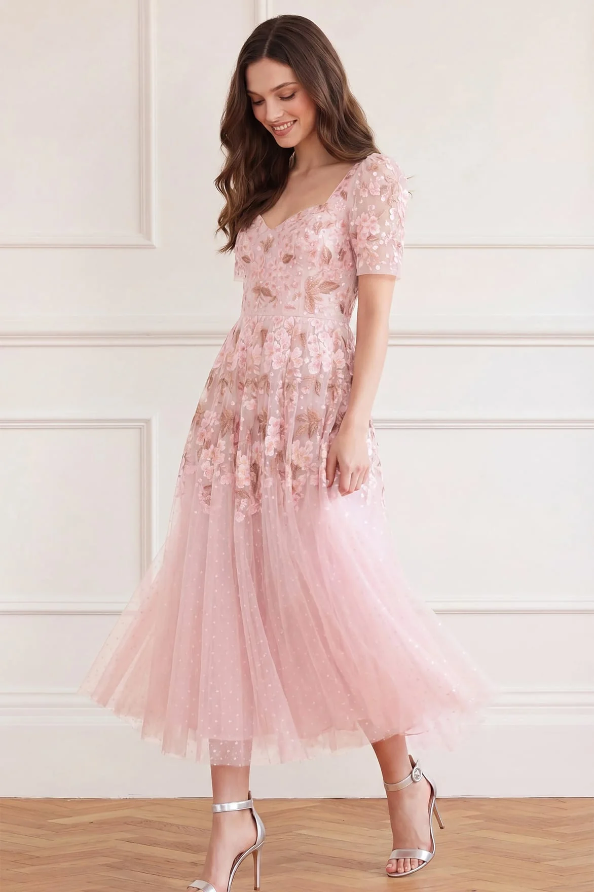 Wisteria Dot Short Sleeve Ballerina Dress