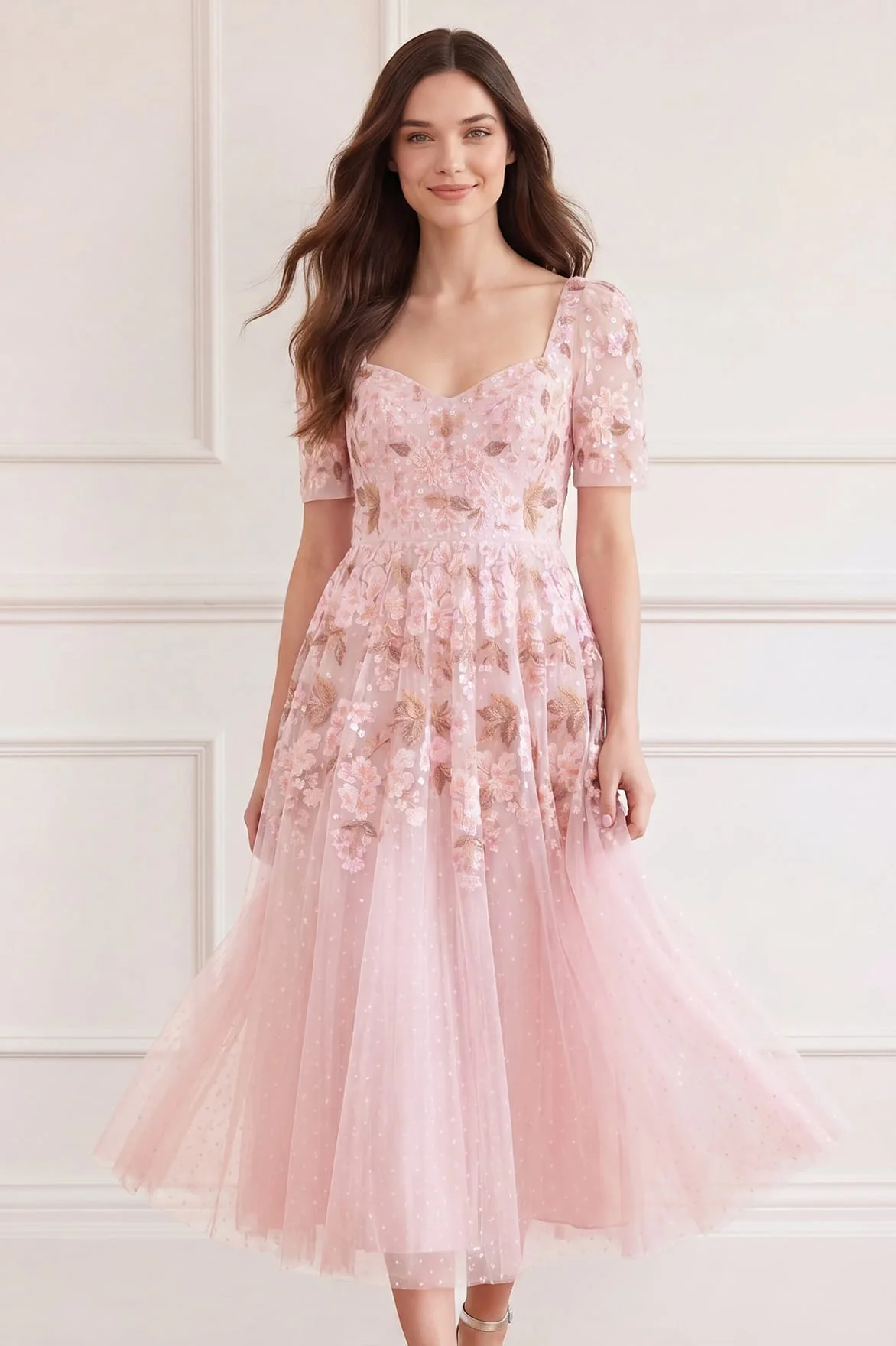 Wisteria Dot Short Sleeve Ballerina Dress - Image 3